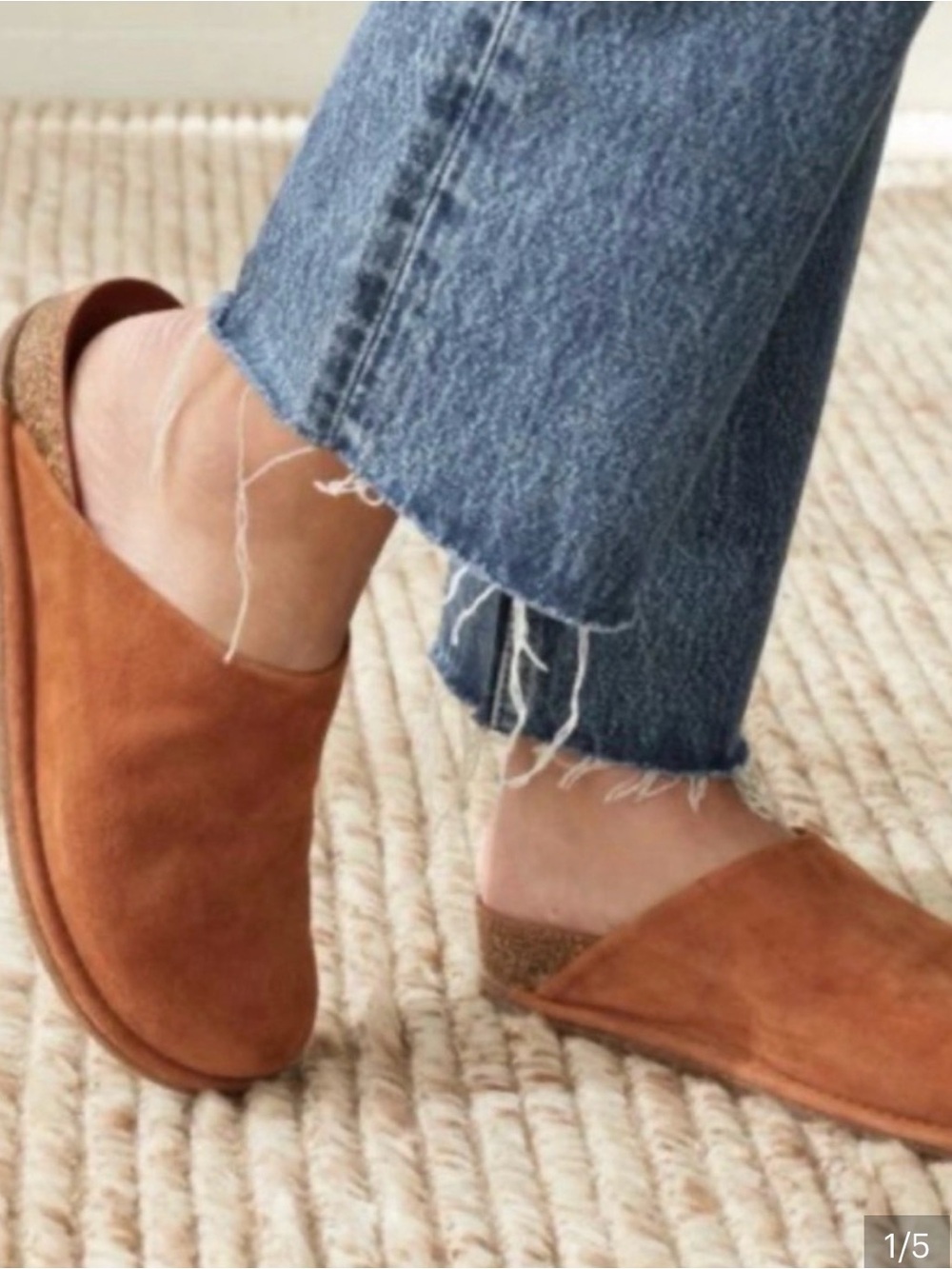 Jenni Kayne Suede Slip-On Mule in Cognac